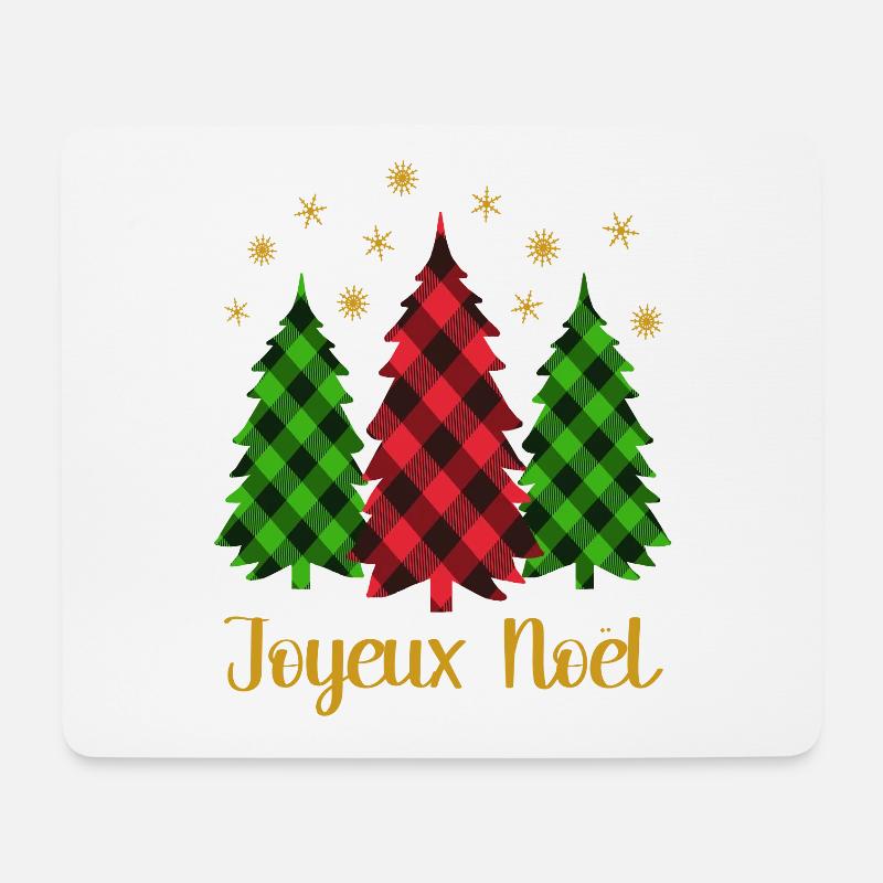 Joyeux Noël Französischer Satz mit Weihnachtsbäumen - Mousepad (Querformat) - Weiß