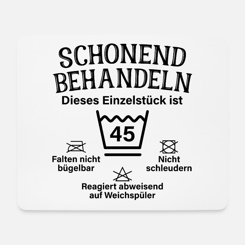 Schonend Behandeln Einzelstück 45. Geburtstag - Mousepad (Querformat) - Weiß