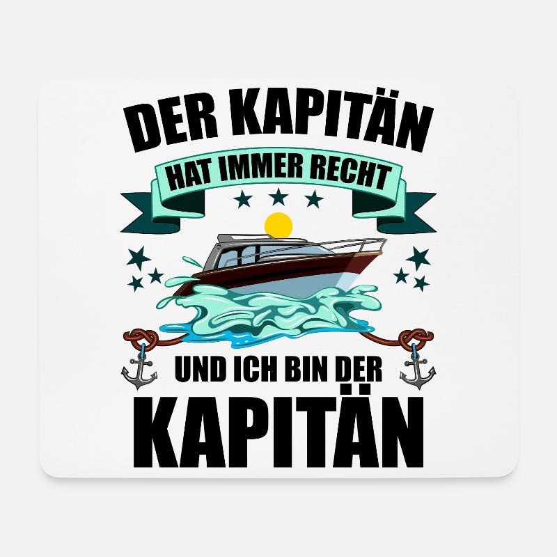 Motorboot Rennboot Yacht Fun Spruch Kapitän Käpt'n - Mousepad (Querformat) - Weiß