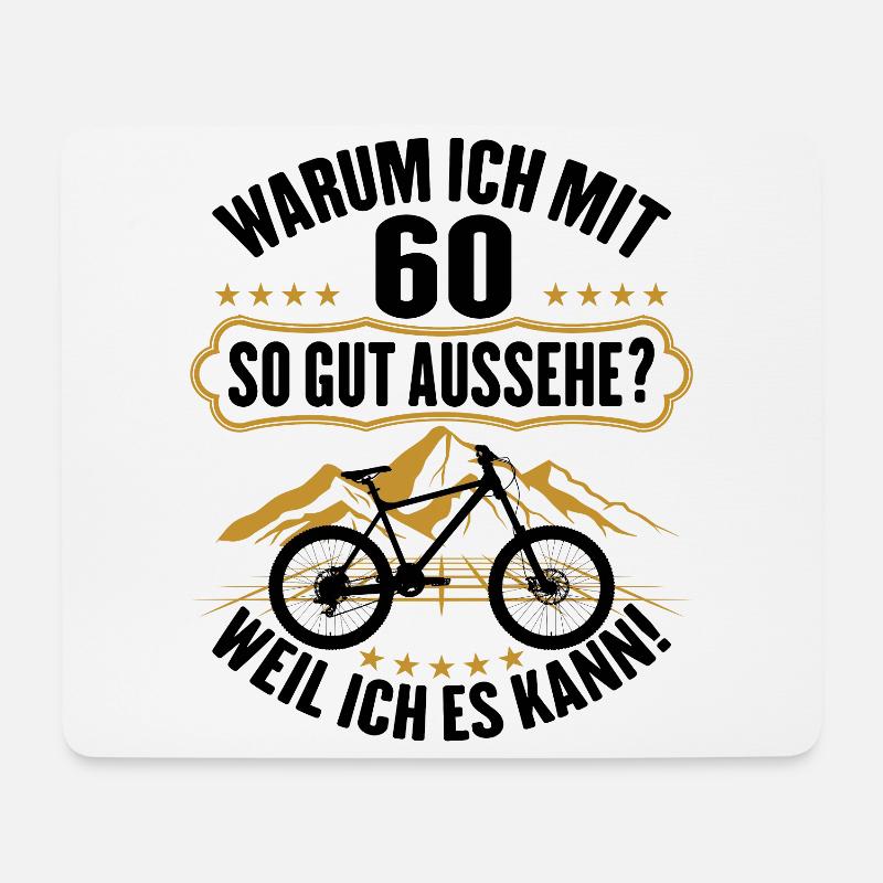 60 Geburtstag 60 Ehrentag 60 Jubiläum Fahrrad - Mousepad (Querformat) - Weiß