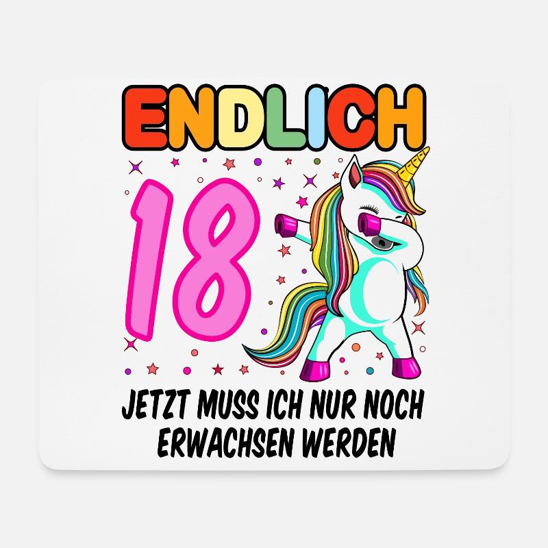 18. Geburtstag Einhorn 18 Jahre 18. Jubiläum Fun - Mousepad (Querformat) - Weiß