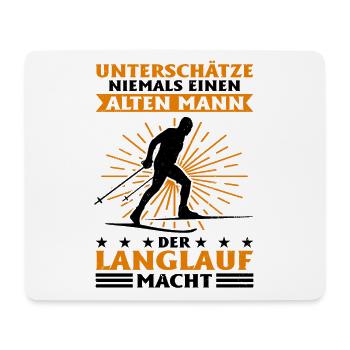 Unterschätze Niemals Einen Alten Mann Der Langlauf - Mousepad (Querformat) - Weiß - Vorne