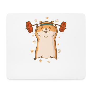 Hamster does weight training and fitness - Mouse Pad (horizontal) - white - Front