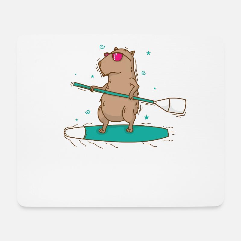 Caviidae Meerschweinchen surft Nagetier - Mousepad (Querformat) - Weiß