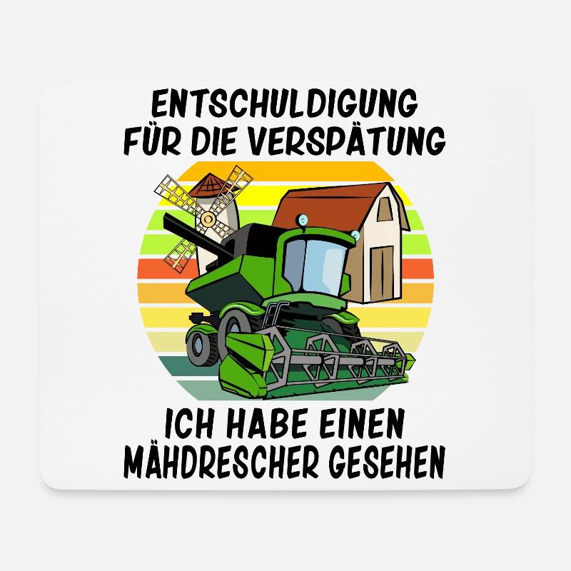 Entschuldigung das ich zu spät bin Mähdrescher - Mousepad (Querformat) - Weiß