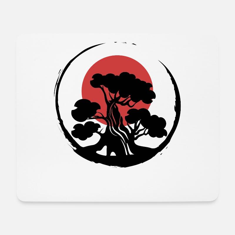 Bonsai-baum-retro-pflanze Ying Yang Garden - Mousepad (Querformat) - Weiß