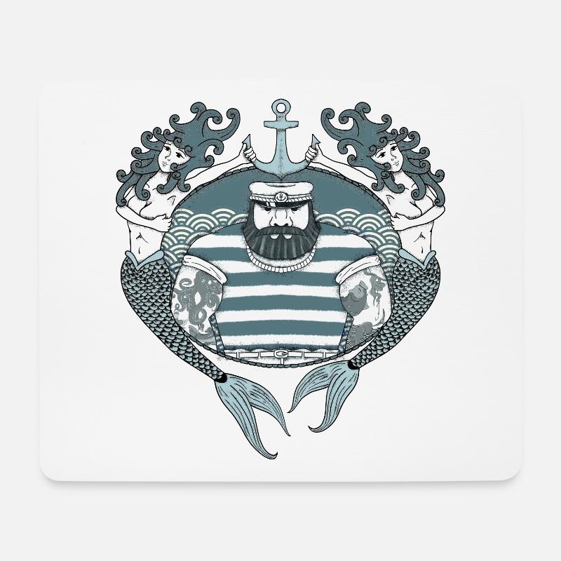 Seemann vintage Bild Seefahrer Matrose Fischer - Mousepad (Querformat) - Weiß