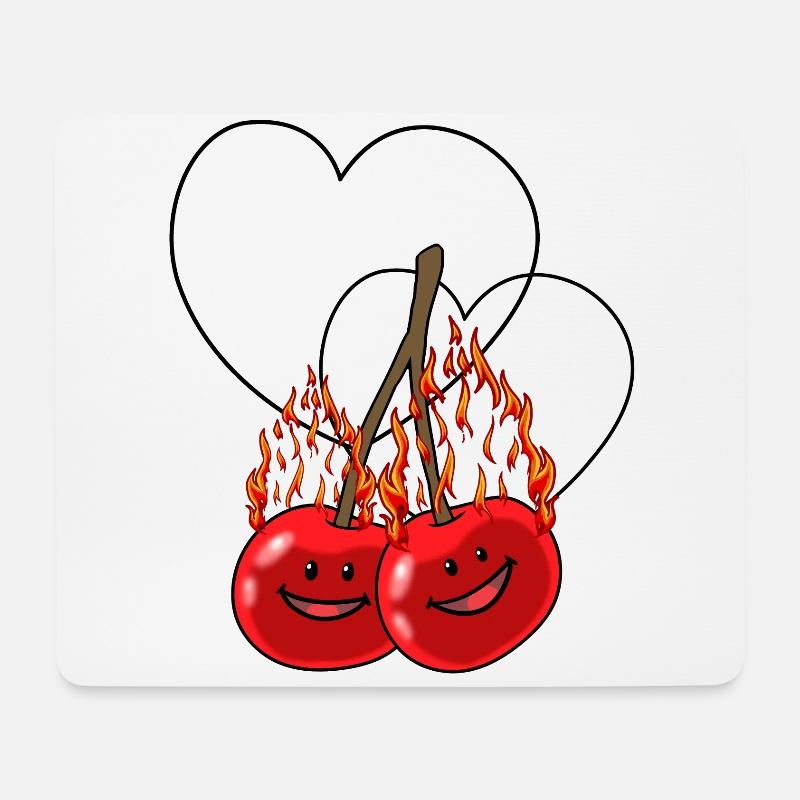 fiery cherries cherry hot fruit hearts - Mouse Pad (horizontal) - white
