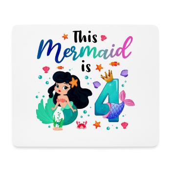 This Mermaid is 4 Mädchen Gebutrstag Meerjungfrau - Mousepad (Querformat) - Weiß - Vorne