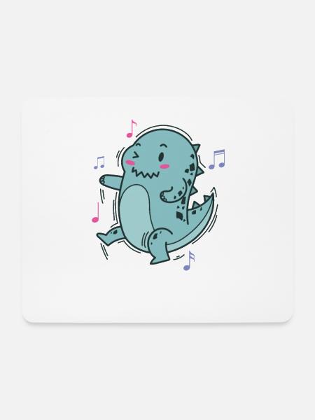 Dino liebt Musik Dinosaurier Zeitalter - Mousepad (Querformat) - Weiß