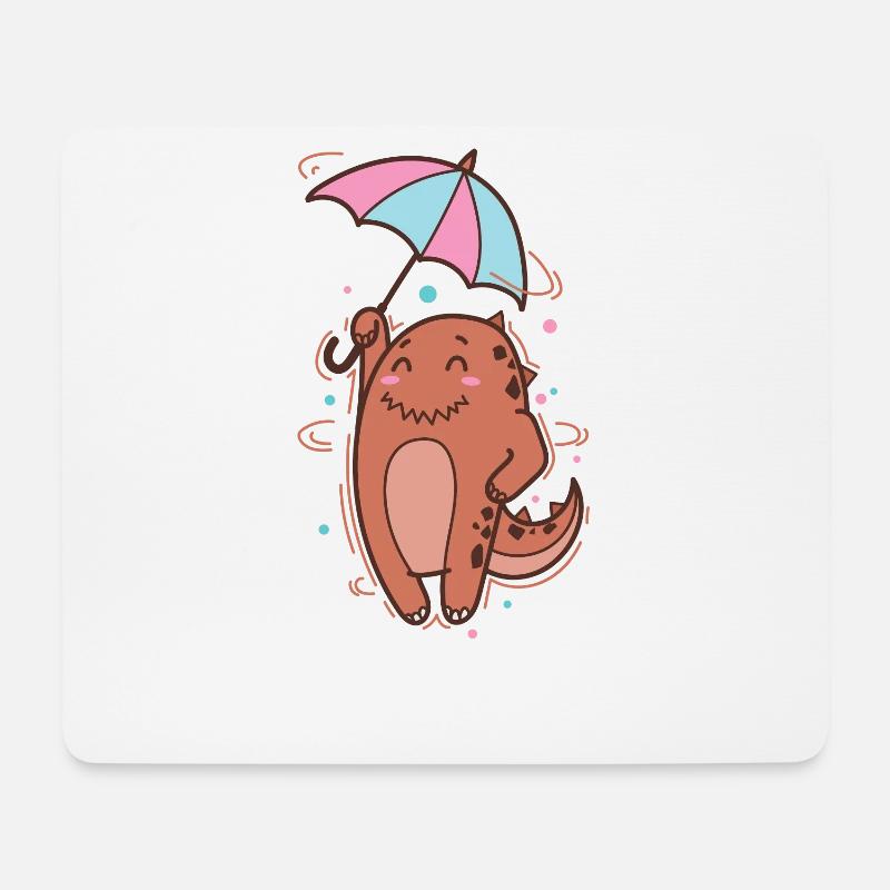 Dino mit Sonnenschirm Dinosaurier Reptil - Mousepad (Querformat) - Weiß