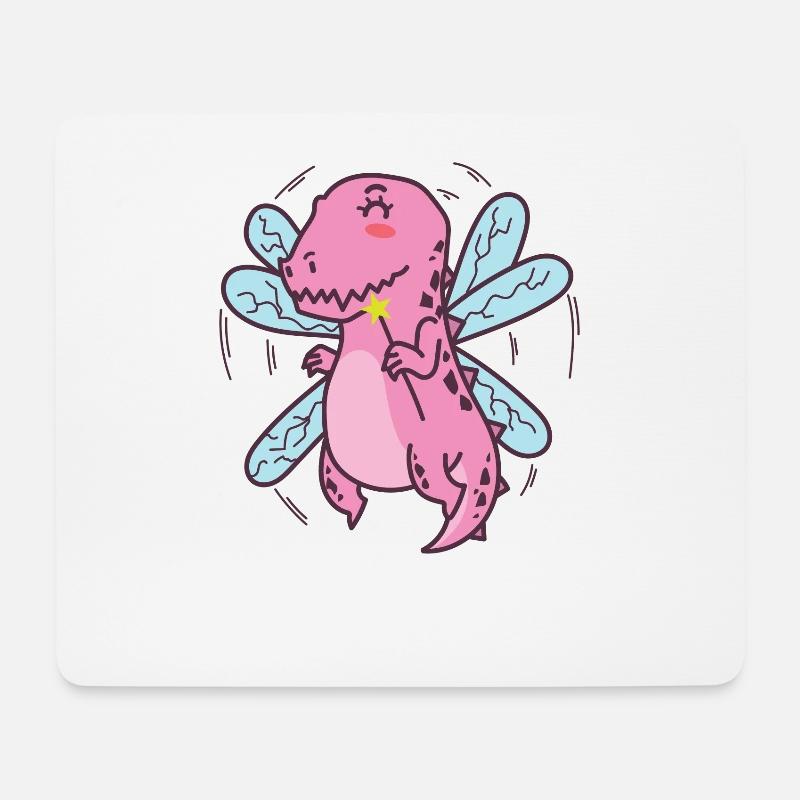 Dino mit Schmetterlingsfedern Dinosaurier - Mousepad (Querformat) - Weiß