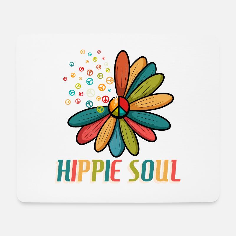 Frieden Liebe Glückliche Seele Blumen - Mousepad (Querformat) - Weiß