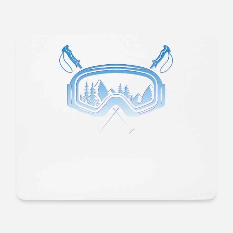 Skibrille mit Skistöcken Skifahrer Skier - Mousepad (Querformat) - Weiß