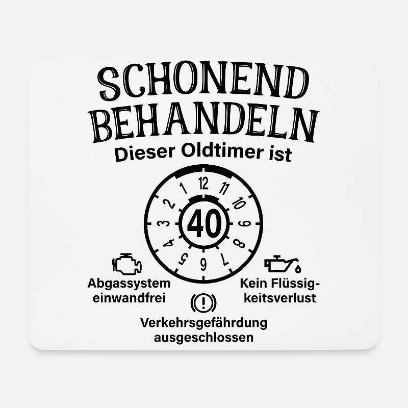 Oldtimer Ist 40 Schonend Behandeln 40. Geburtstag - Mousepad (Querformat) - Weiß