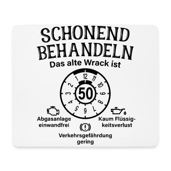Schonend Behandeln 50. Geburtstag Altes Wrack 50 - Mousepad (Querformat) - Weiß - Vorne