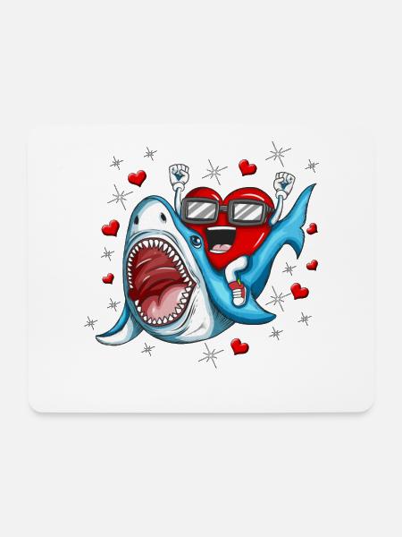 Hai Herz valentine's day Herzchen Haifisch Motiv - Mousepad (Querformat) - Weiß