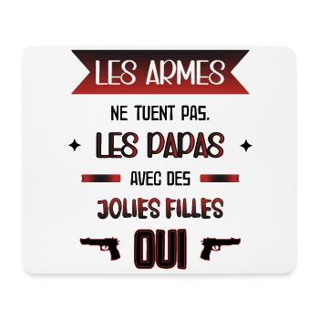 Idée Cadeau Papa Protecteur - Tapis de souris (format paysage) - blanc - Devant