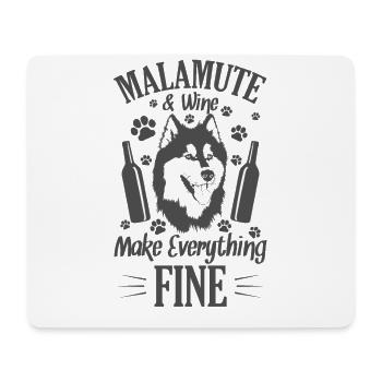 Le Malamute et le vin rendent tout bien - Tapis de souris (format paysage) - blanc - Devant