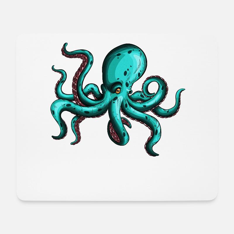 8 armiger blauer Oktopus Tintenfischfan Liebhaber - Mousepad (Querformat) - Weiß