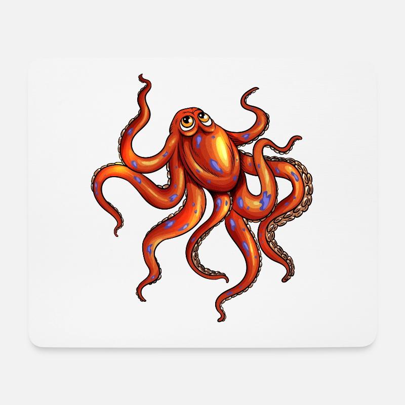 Diving Squid Octopus Fan Kraken Design - Mouse Pad (horizontal) - white