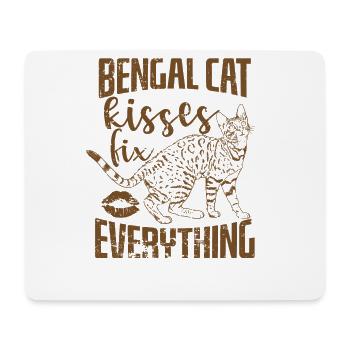 Bengal Cat Kisses fix everything Hauskatze - Mousepad (Querformat) - Weiß - Vorne
