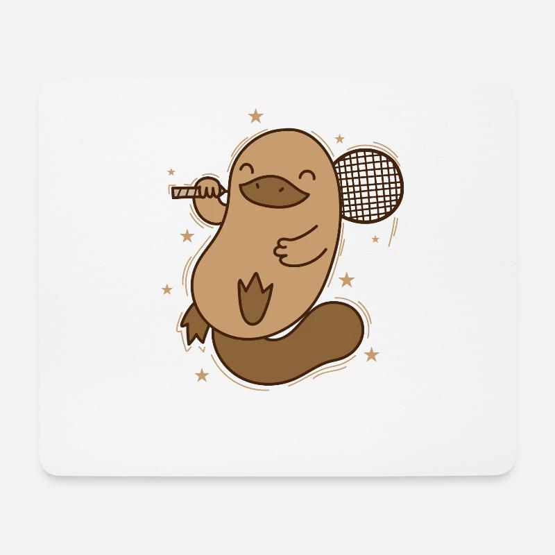 Schnabeltier spielt Badminton Australien - Mousepad (Querformat) - Weiß