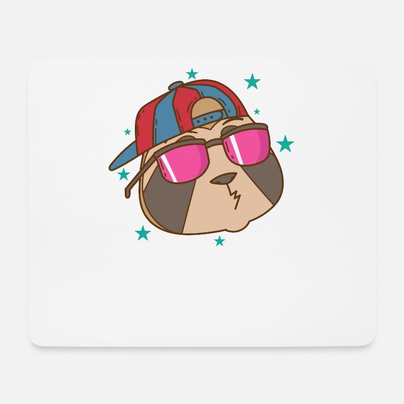 Cooles Faultier mit Sonnenbrille und Cappi - Mousepad (Querformat) - Weiß
