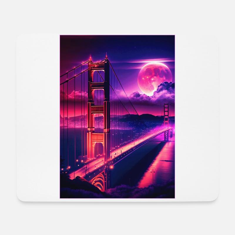San Francisco Vaporwave Aesthetic Retro Style Art - Mousepad (Querformat) - Weiß