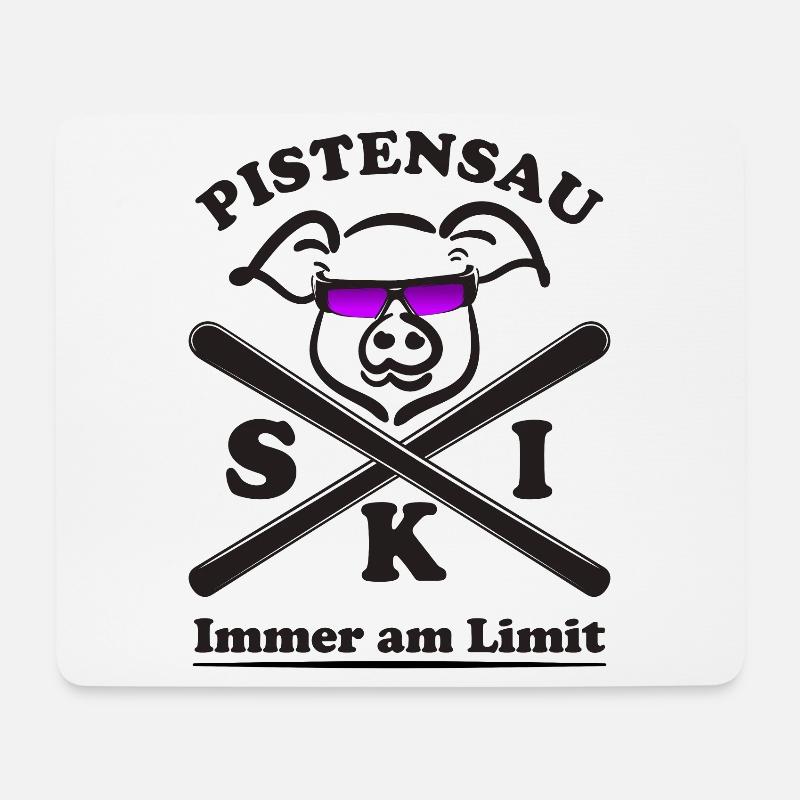 Pistensau immer am Limit Skifahren Ski - Mousepad (Querformat) - Weiß