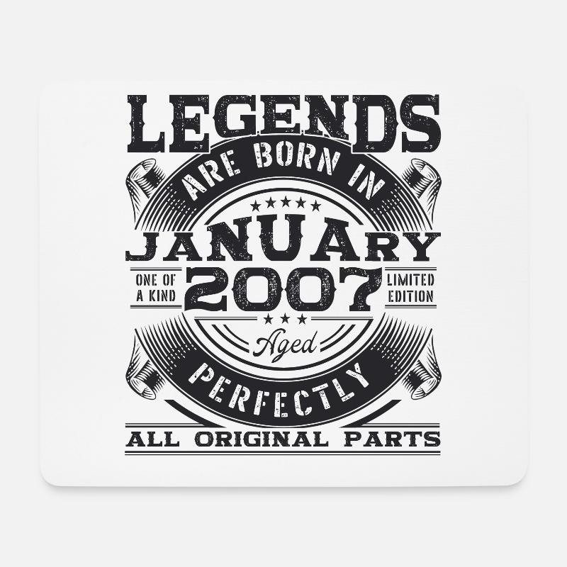 Jahrgang 2007 Januar 16. Geburtstag Geschenk Mann - Mousepad (Querformat) - Weiß