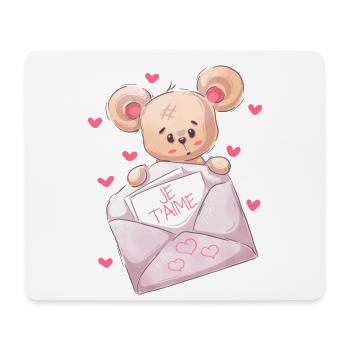 Vetement nounours pour enfant ,JE T AIME - Tapis de souris (format paysage) - blanc - Devant