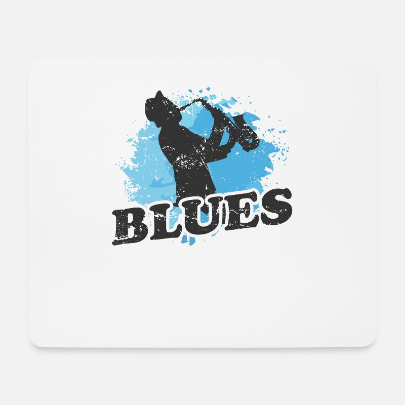 Blues Saxophon Musik Trompete - Mousepad (Querformat) - Weiß