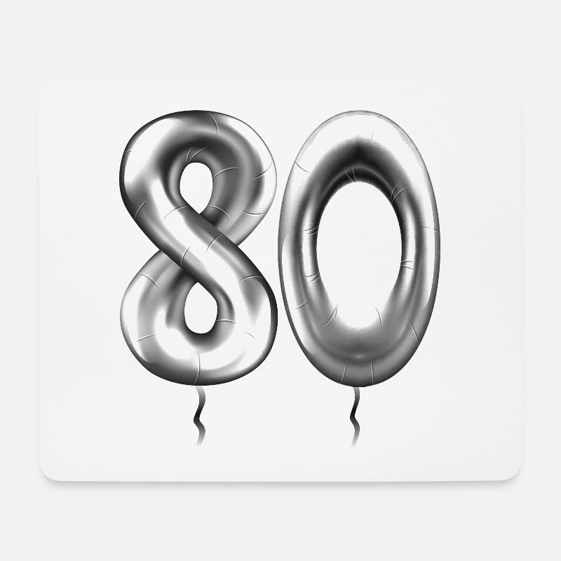 80e anniversaire ballons d’anniversaire 80 ans - Tapis de souris (format paysage) - blanc