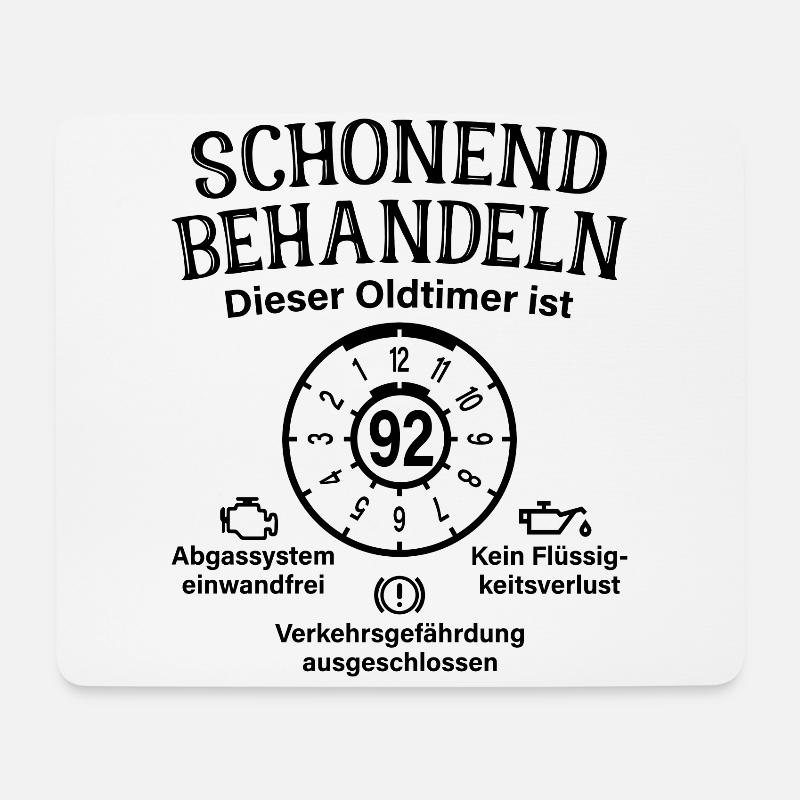 92. Geburtstag Schonend Behandeln Oldtimer Ist 92 - Mousepad (Querformat) - Weiß