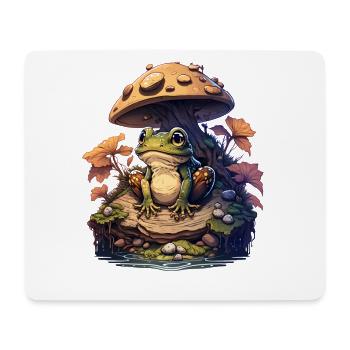 Frosch mit Pilzen Frösche Kröte Amphibie - Mousepad (Querformat) - Weiß - Vorne