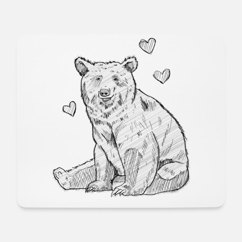 Art Academia Aesthetic Bear Sketch Art - Mousepad (Querformat) - Weiß
