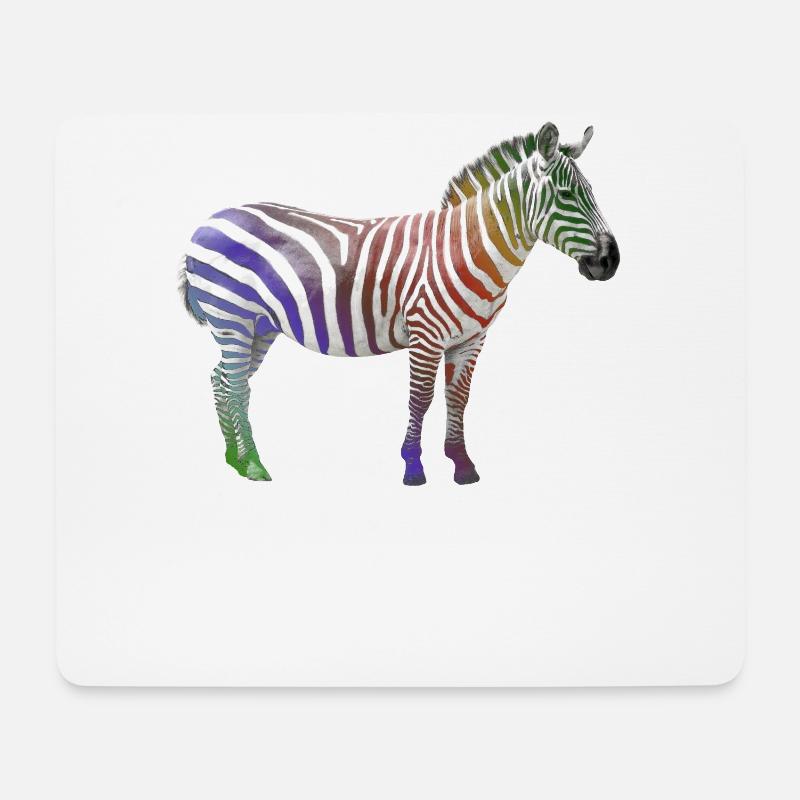 Zebra Regenbogen - Zebra Wildtier in Afrika - Mousepad (Querformat) - Weiß
