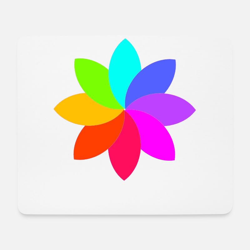Regenbogenblume - Regenbogenfarben - Blume Grafik - Mousepad (Querformat) - Weiß
