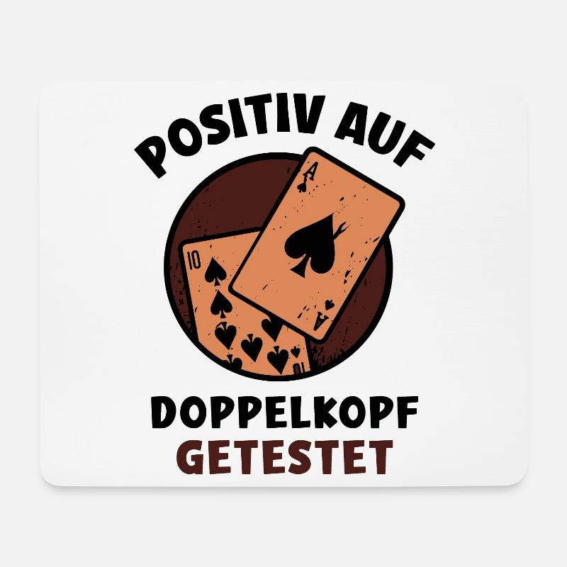 Positiv auf Doppelkopf getestet - Mousepad (Querformat) - Weiß