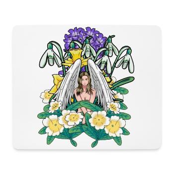 Spring Flowers Angel Heavenly Flora Garden - Mouse Pad (horizontal) - white - Front