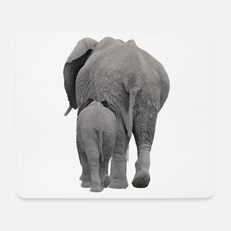 Kehrseite von Elefanten - Elefant in Afrika - Mousepad (Querformat) - Weiß