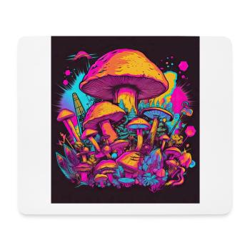 Synthwave Magic Mushrooms - Trippy Retro Art - Mousepad (Querformat) - Weiß - Vorne
