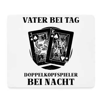 Vater bei Tag Doppelkopfspieler bei Nacht - Mousepad (Querformat) - Weiß - Vorne