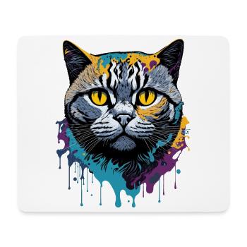 Splash Art Britischer Katzenausdruck - Mousepad (Querformat) - Weiß - Vorne