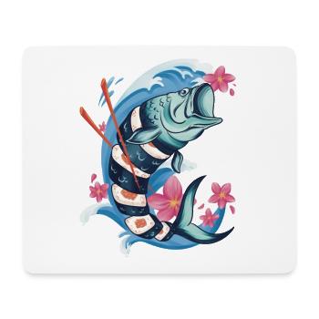 Sushi Fisch Japanese art Kawaii Nigiri Anime Food - Mousepad (Querformat) - Weiß - Vorne