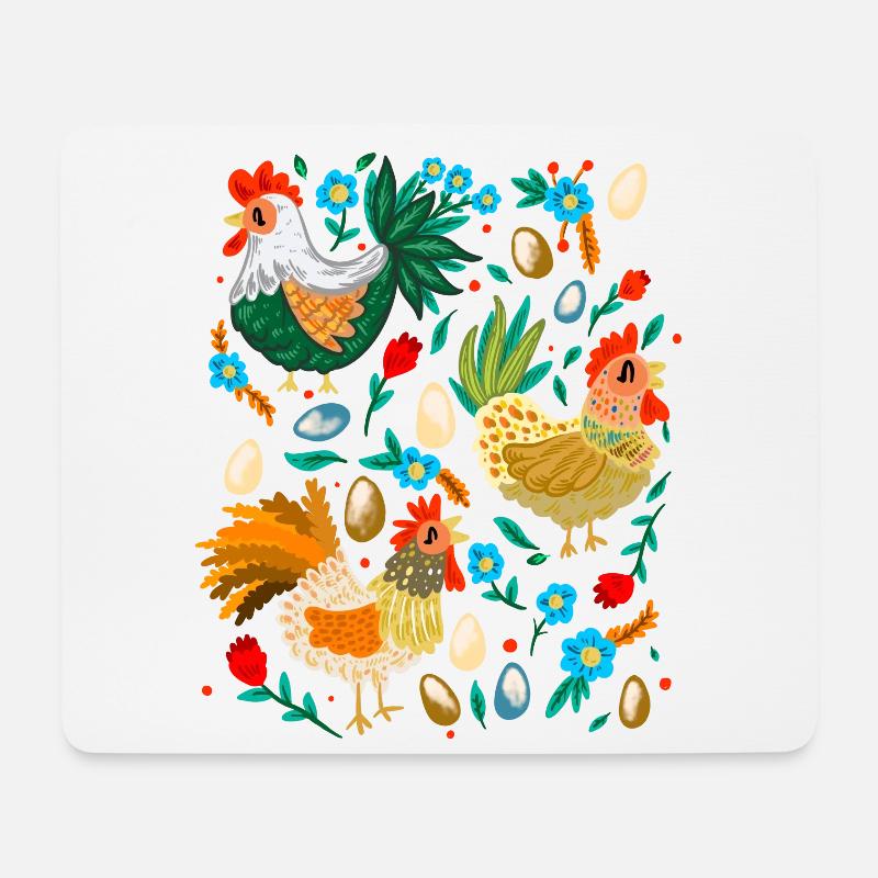 Bunte glückliche Hühner Huhn Liebhaber Hühnerzucht - Mousepad (Querformat) - Weiß