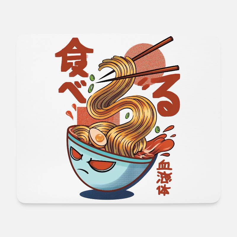 Ramen Nudelsuppen im Anime und Manga Stil - Mousepad (Querformat) - Weiß