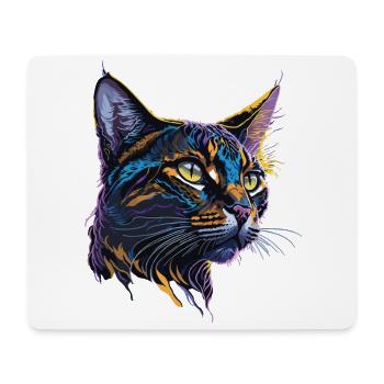Classic Splash Art Bengal Cat - Mouse Pad (horizontal) - white - Front
