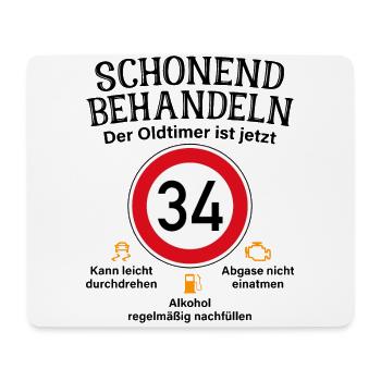 34. Geburtstag Schonend Behandeln Oldtimer Ist 34 - Mousepad (Querformat) - Weiß - Vorne